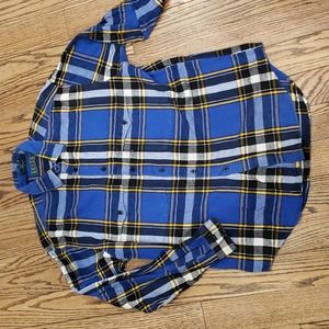Vintage Levi's Sutter Creek blue, white and yellow button up Flannel